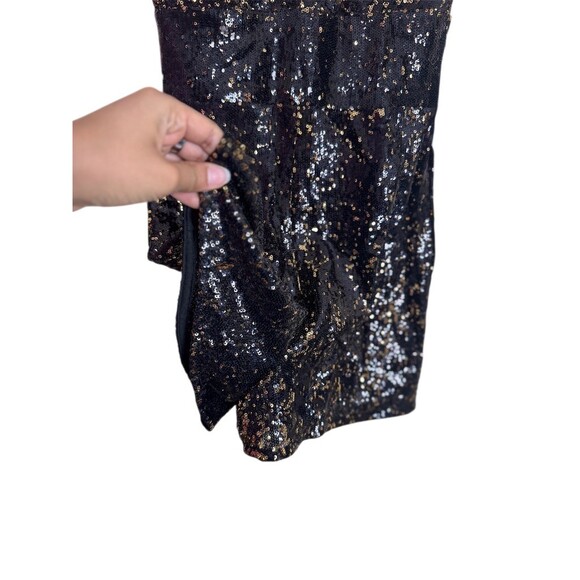 Leith Romper Womens Size S Black & Gold Sequin V-Neck Party Cocktail - Picture 3 of 8